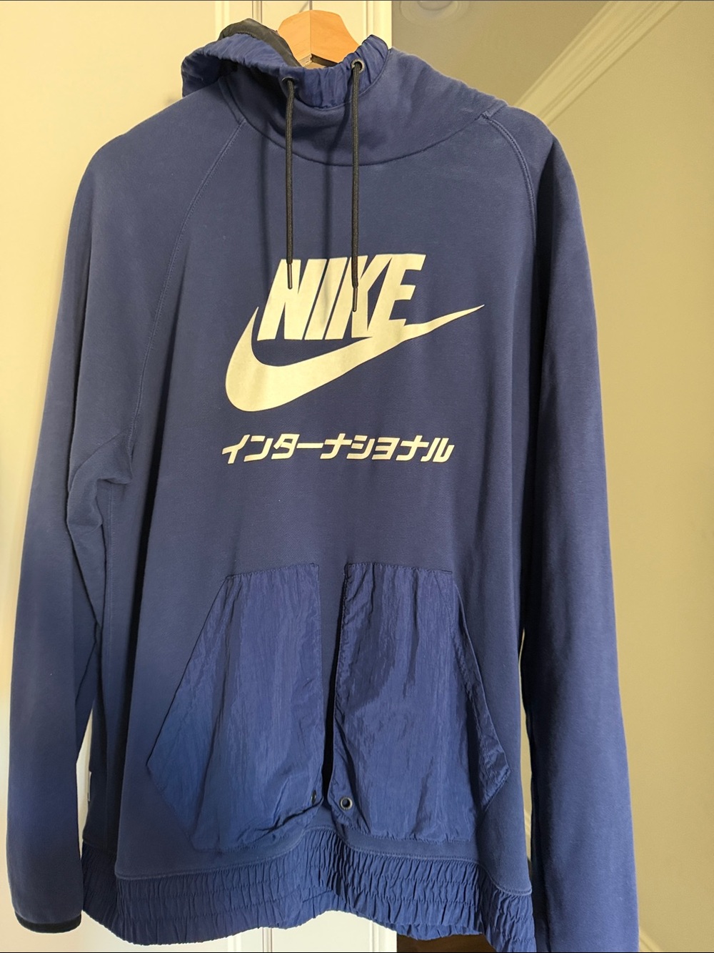 Nike Navy Blue Hoodie with White Swoosh